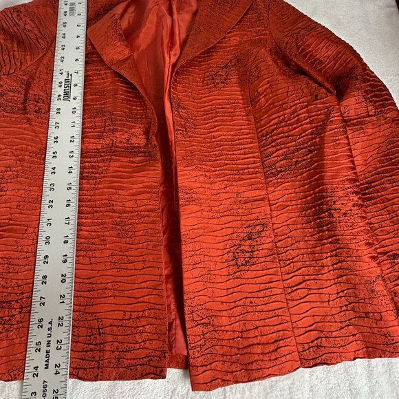 Christopher & Banks Womens Paisley Print Textured Silk Jacket Medium Red Black - Picture 10 of 10
